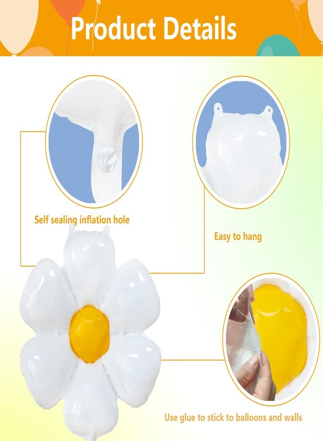 EUVBOKW Daisy Flower Balloons,20 Pcs Colorful Foil Daisy Balloons for Groovy Baby Shower Birthday Wedding Summer Spring Party Decorations Supplies (Pink Yellow White Purple) - Image 3